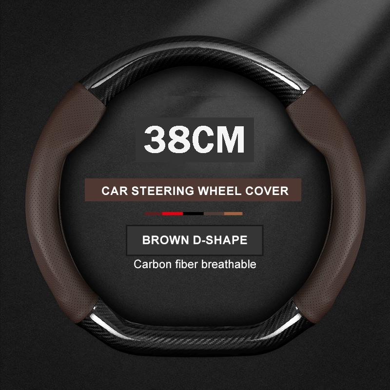 For Hyundai I30 I20 I10 Tucson Elantra Avante Kona Ix35 Ix25 Grand Elantra Solaris Carbon Fiber Leather Car Steering Wheel Cover