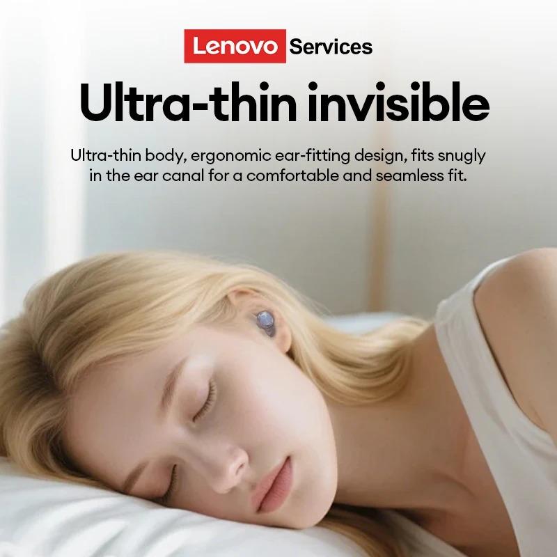 Original Lenovo LE206 Wireless Sleep Invisible Earbuds Tiny Hidden Earphone Bluetooth 6.0 Headphone Sport Stereo Noise Cancelling Headset