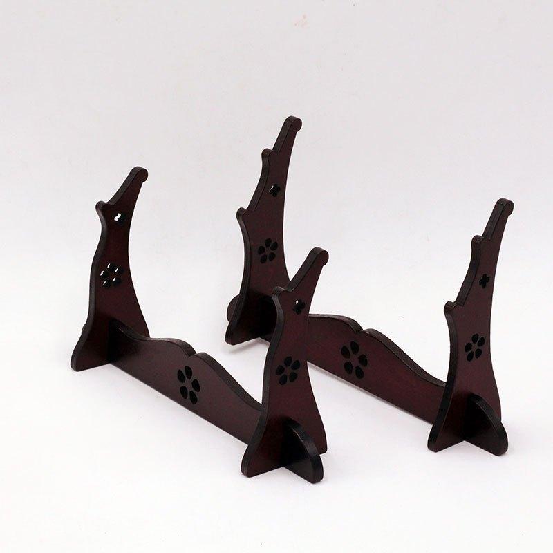 1KS Stojan na prstenové pravítko Dřevěná základna Stojan ve stylu čínského umění Ručně vyráběný stojan Dekorace