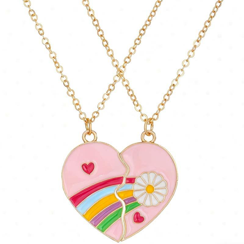 Fashion Best Friends Honey Love Couple Pendant Necklace Chain Choke Broken Heart BFF Good Friendship Jewelry Gift