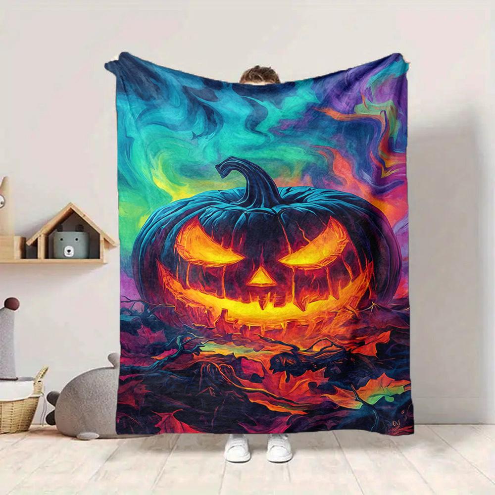1pc Pumpkin Halloween Blanket, Lightweight Flannel Throw Blanket for Sofa, Bed, Travel, Camping, Living Room, Office, Couch, Chair, and Bed