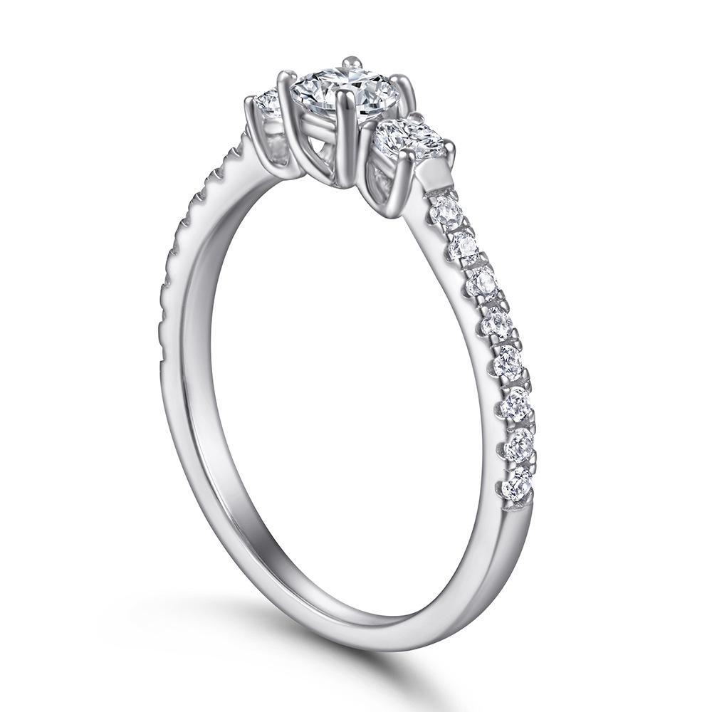 Lindon Classic 925 Sterling Silver Zircon Ring Ladies Jewelry Wedding Promise Party Gift