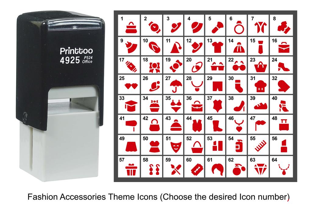 Printtoo Fashion Accessories Icons Rubber Stamp Self Inking Stamper 24 Mm