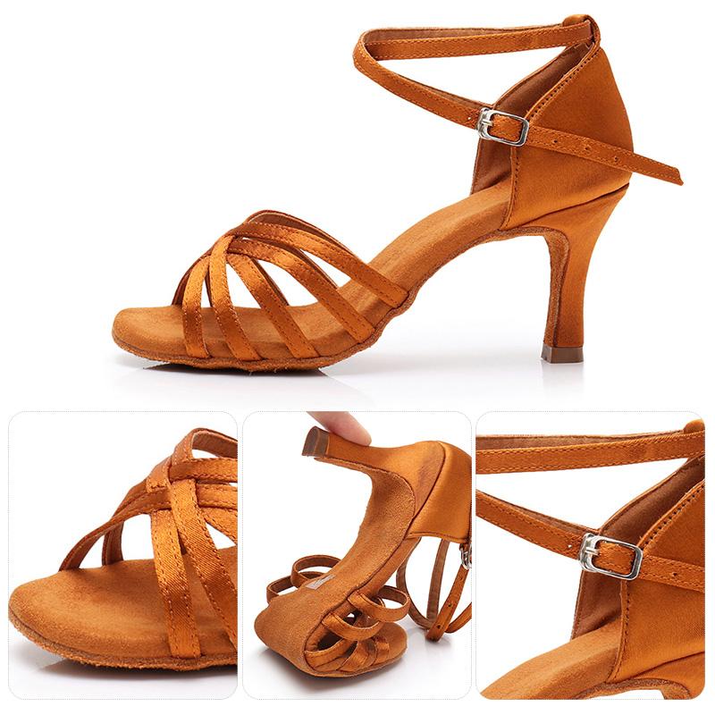 Red Latin Dancing Shoes for Women Girls Latin Dance Shoes Salsa Tango Ballroom Performance Shoes 7CM