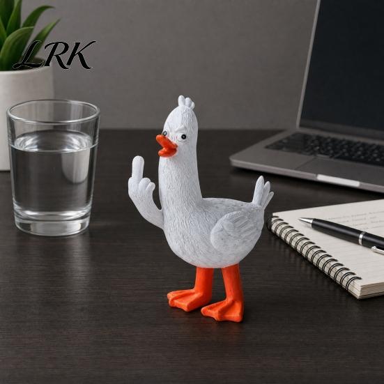 Klare Textur Harzkunst Lustige Mittelfinger-Statue, 6 Zoll Freche Entenfigur mit Mattem Finish, Schreibtischdekoration Schrullige Verzierung, Stress