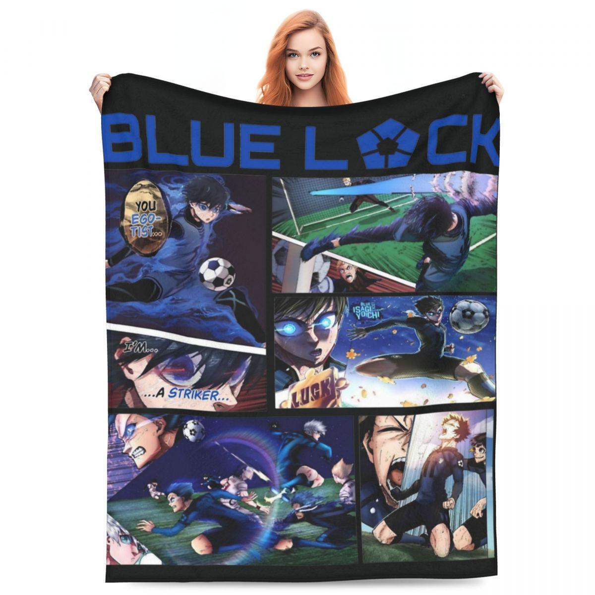 

Isagi Yoichi Flannel Blankets Quality Super Soft Blue Lock Manga Throw Blanket Winter Airplane Travel Couch Chair Bedspread 30x40in