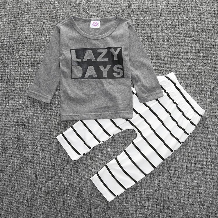 Stylish 2pcs Suit For Baby Kids Featuring Letter Printed Long Sleeve Shirt And Pants