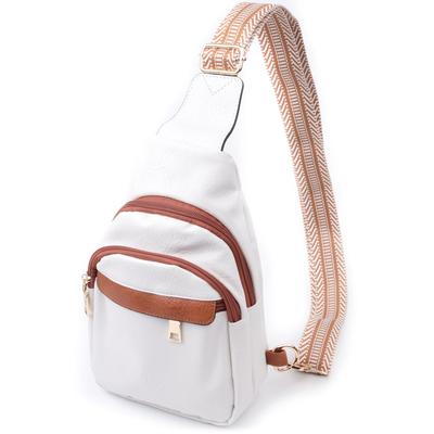 Women's Shoulder Bag with a Hole for Headphones Made of Eco-leather VINTAGE Bag 22785 White