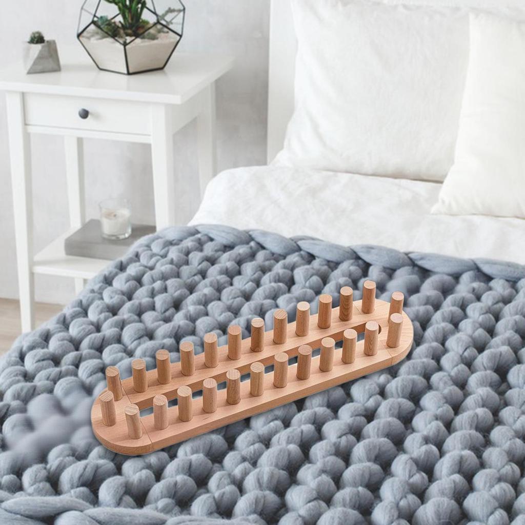 DIY Chunky Blanket Knitting Loom Kit Wood Peg Frame for Cozy Home Decor and Handcrafts Suitable for Hobbyists