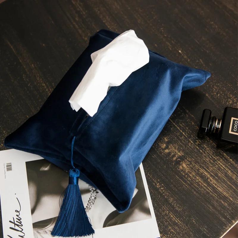 

Бытовая Спальня Гостиная Бархатная Коробка для Хранения Рисовальной Бумаги Кисточка Скандинавский Мешочек для Салфеток Фланелевый Автомобильный Мешочек для Салфеток Коробка