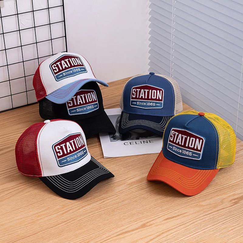Șapcă de baseball unisex Șapcă clasică STATION cu litere, plasă, bărbați și femei, căciulă de camioner de vară, îmbrăcăminte de stradă, respirabilă