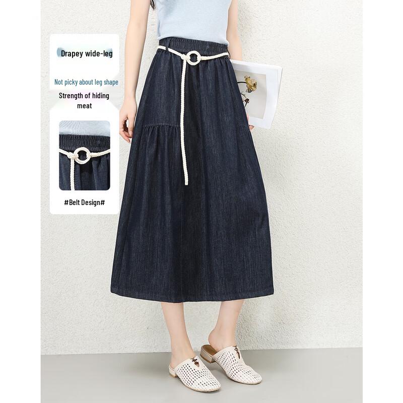TERRE BLEUE Women s A-Line Denim Midi Skirt 28