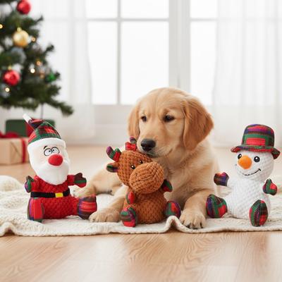 1/3pcs Smart Interactive Dog Toy Squeaky Christmas Plush Dolls Chew Resistant for Large Medium Small Breeds Indoor Outdoor Play