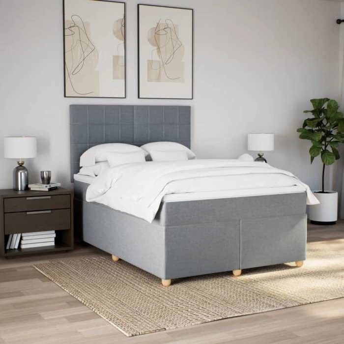VidaXL Sommier à lattes de lit avec matelas Gris clair 140x190cm Tissu 3291275