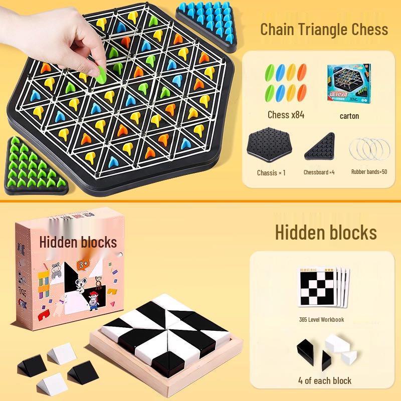 Triangle Chess Rubber Band Toy - Kids' Geometric Thinking Game for Intellectual Development and Parent-Child Interaction