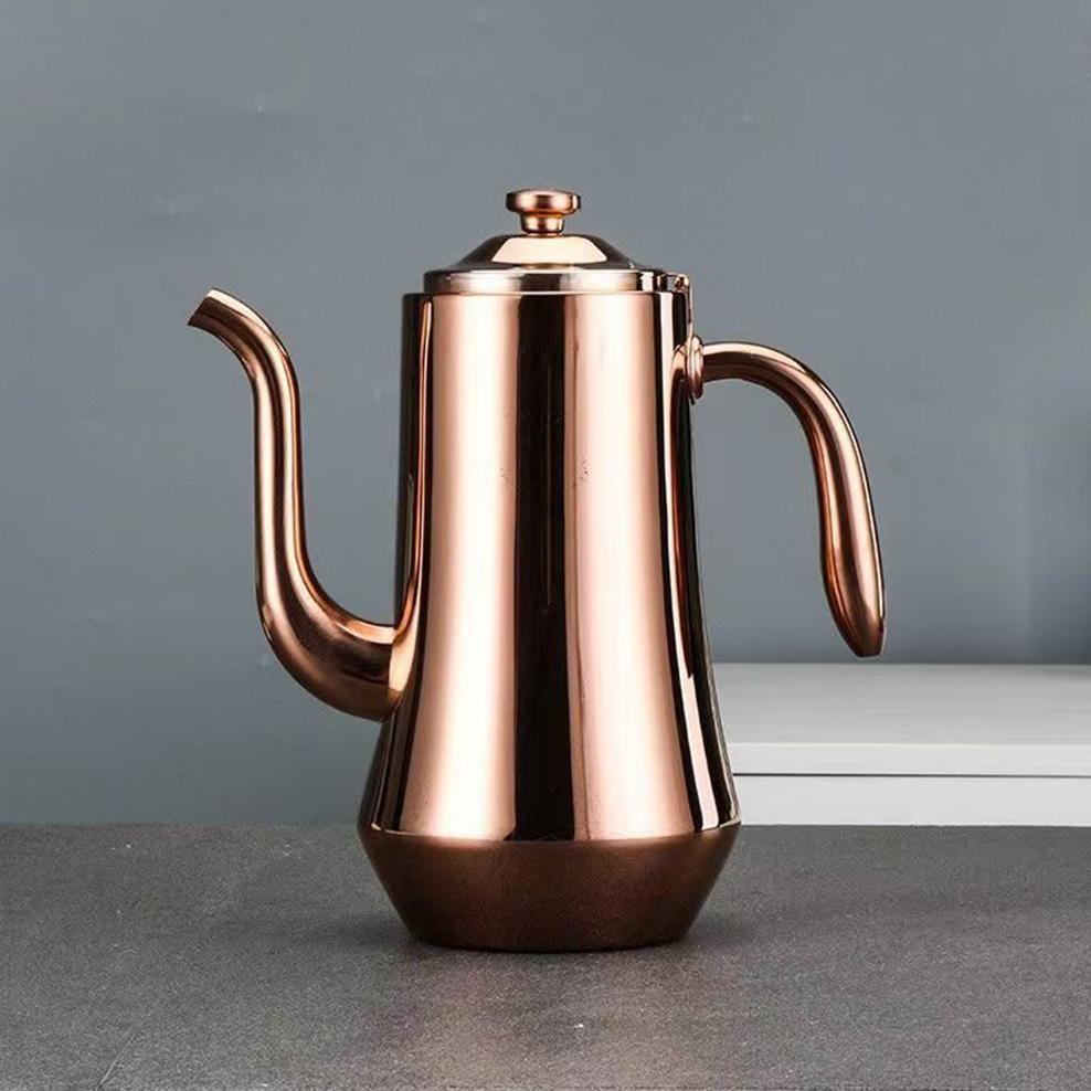Food Grade Stainless Steel Tea Kettle, Large Capacity Long Mouth with Tea Strainer, Restaurant Teapot, Heatable Kettle, 1.5L