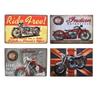 KitMall 4-Piece Set American Retro Tin Sign Plate Garage Motorcycle Design