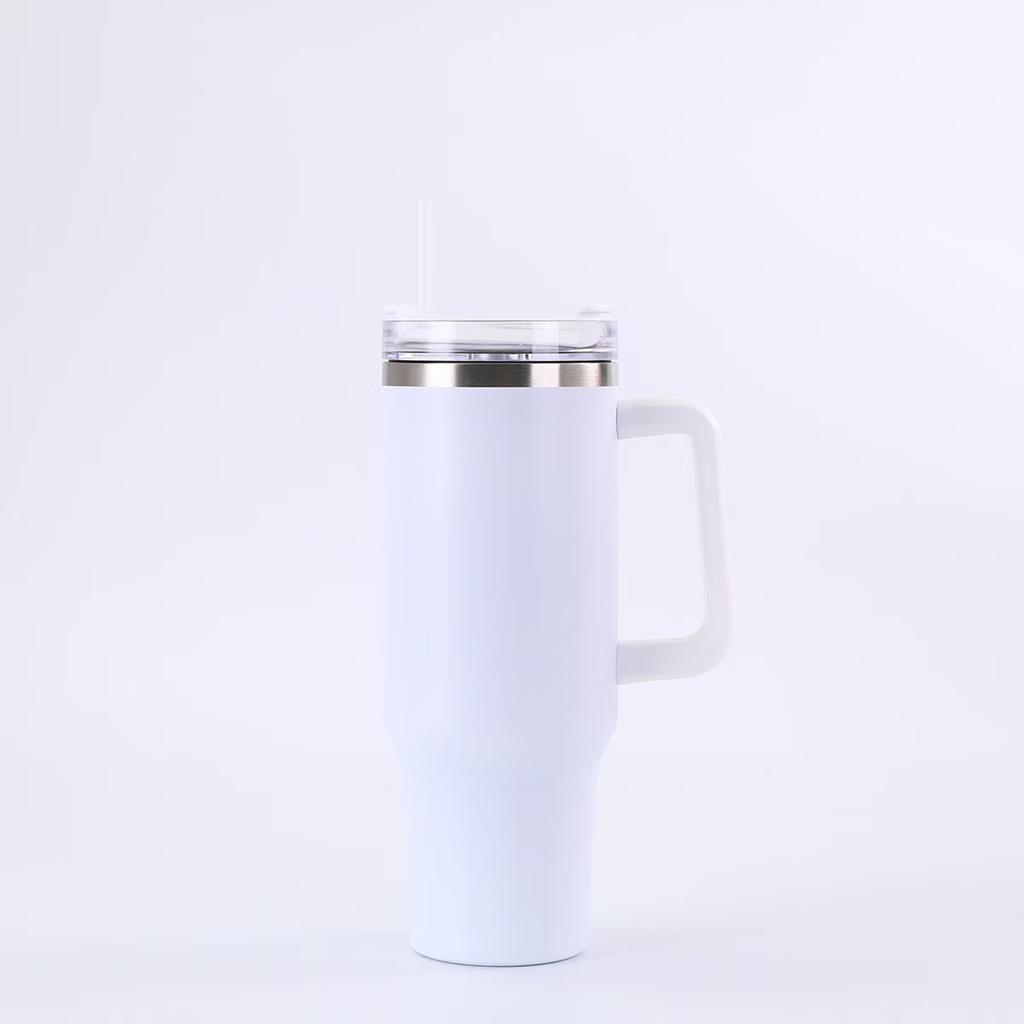 40oz 1200ML Insulated Tumbler w/Handle & Straw, Double Wall Thermal Cup, Travel Coffee Mug, Gift