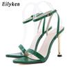 Fashion Eilyken Narrow Band Ankle Buckle Strap Green High Heels Sandals Women's Pointed Toe Party Female Shoes Sandalias Mujer