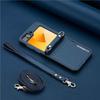 Compatible with Samsung Z Flip7/6 Leather Crossbody Strap Case, Z Flip5 Card Slot 3-Fold Cover.