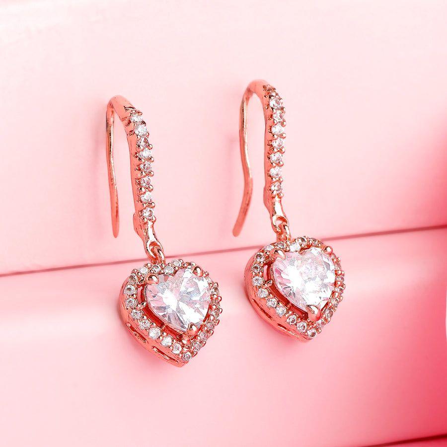 Женские серьги-капли Estele с покрытием из розового золота и CZ в форме сердца