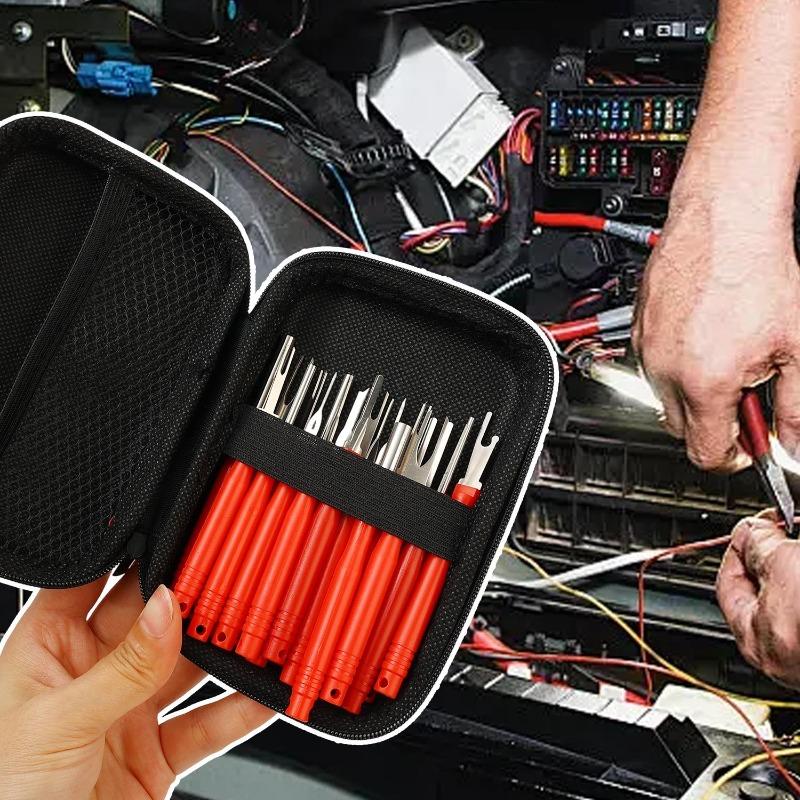 Car Terminal Removal Tool Kit Uto Cable Plug Remover 21pcs Red Terminal Removal Tool Electrical Connector Pin Puller Tool Kit