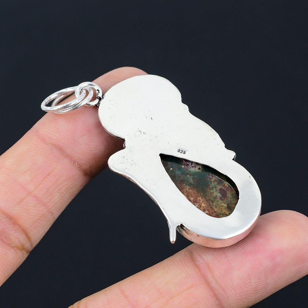 Gift For Women Jewelry Pendant 925 Sterling Silver Natural Bloodstone Gemstone