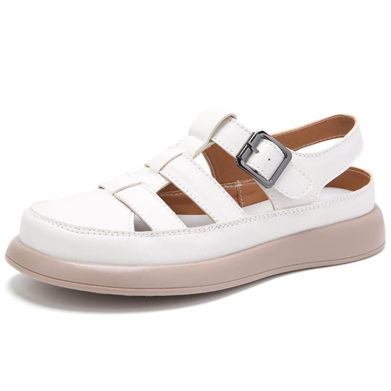 

Женская летняя минималистичная и модная повседневная обувь большого размера на липучке, сандалии, пляжная обувь, тапочки, римская обувь 42 коричневый/бежевый