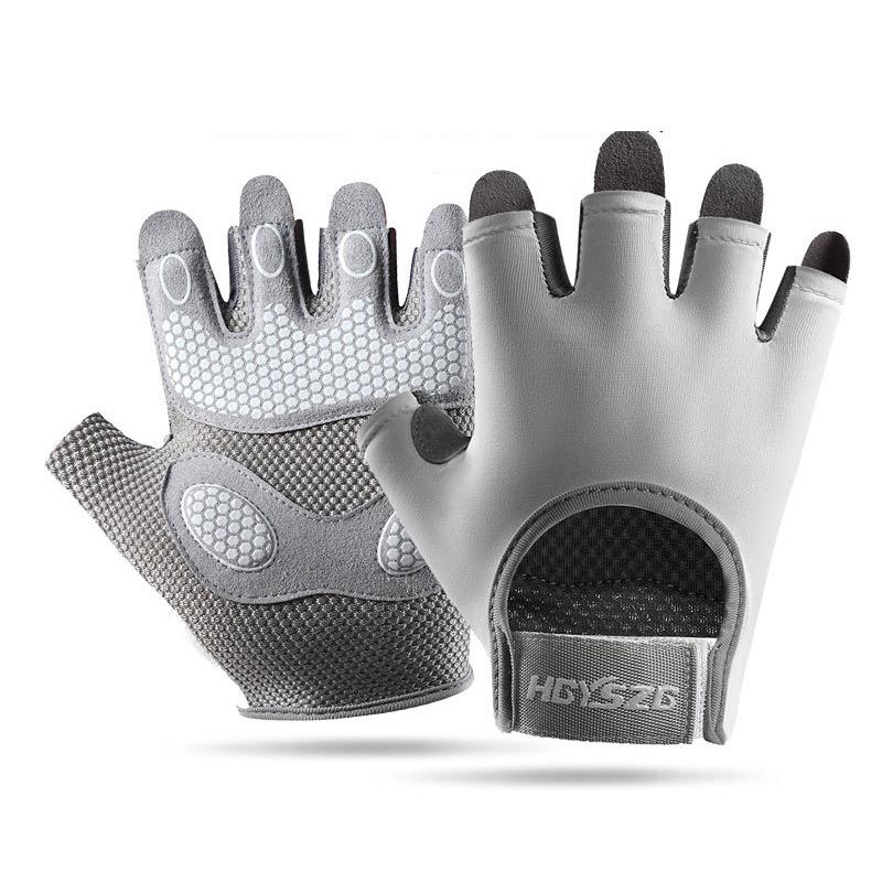 1 Par Sportshandskar Halvfinger Stötdämpande Halkfria Justerbara Kardborreband Slitstarka Unisex Andningsbara Träningscykelvantar