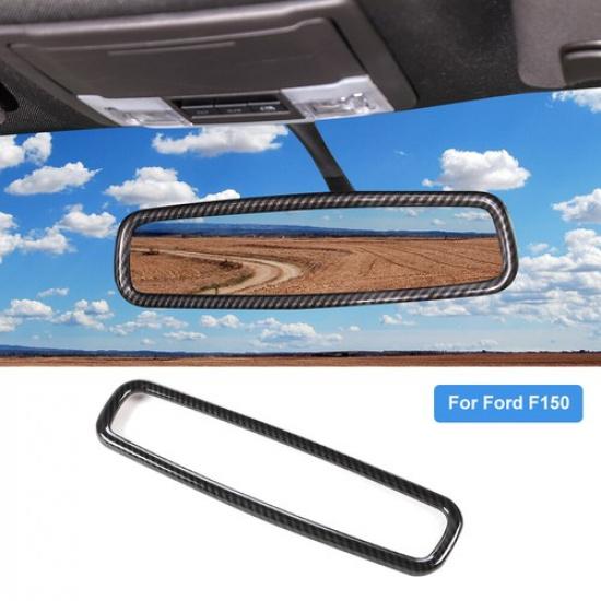 Carbon Fiber For 09-14 Ford F150 Interior Rearview Mirror Frame Trim Ring Cover
