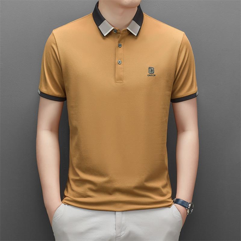 

Летняя новая молодежная популярная однотонная мужская футболка Молодежная свободная футболка с короткими рукавами и лацканами 4XL