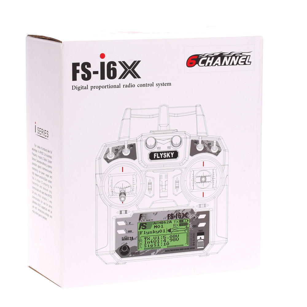 Trasmettitore RC Flysky FS i6X 2,4 GHz 10CH AFHDS 2A con Ricevitore FS iA6B per Aereo Elicottero RC