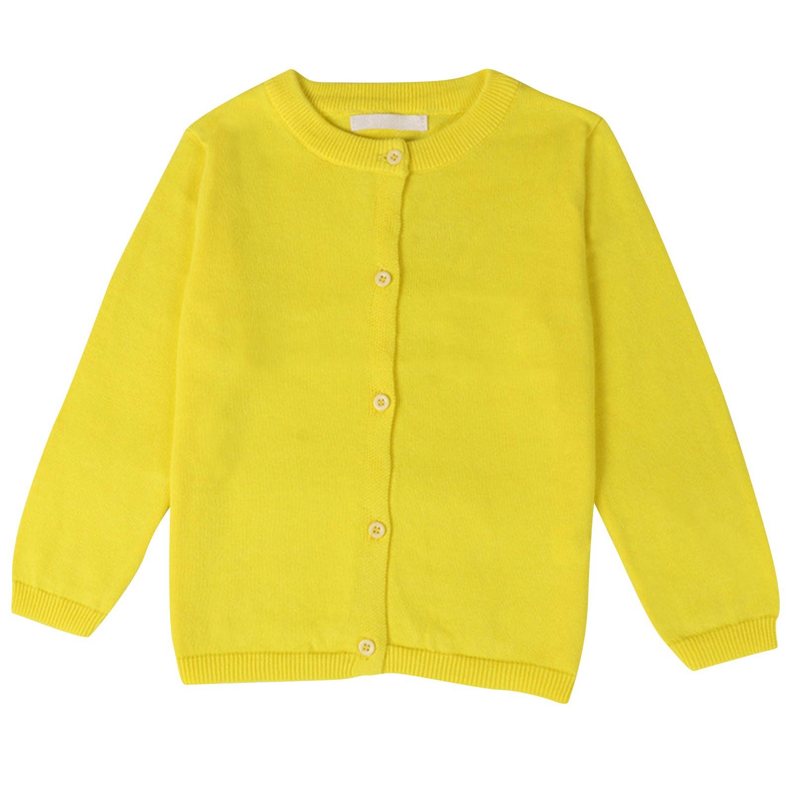 

Кардиган для мальчиков и девочек, плюшевый свитер с длинным рукавом, на пуговицах, однотонная верхняя одежда для детей 6 жёлтый