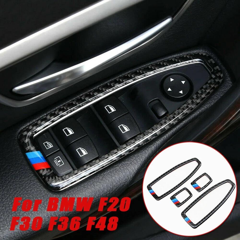 Car Door Window Switch Frame Cover Trim Carbon Fiber Molding Sticker Kit For BMW F20 F30 F34 F36 F48 1 3 4 Series