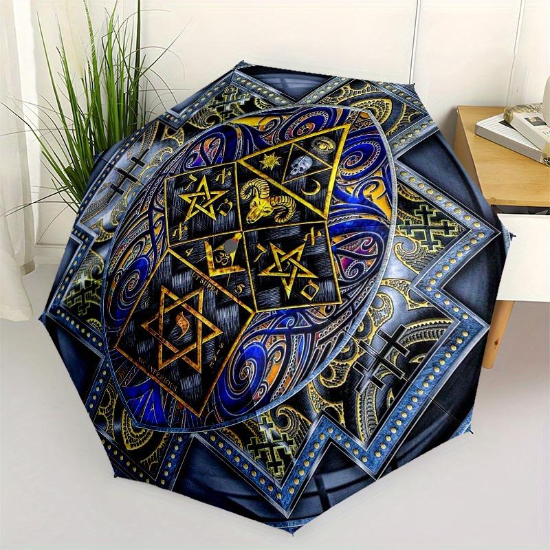 Divine Geometry Mandala Wall Art: Sacred Symbols for Spiritual HarmonyUmbrella, Portable 3-Fold Umbrella for Men & Women,Christmas Gift ES225