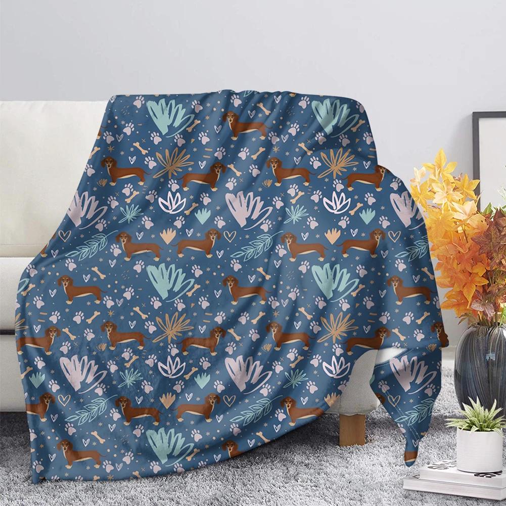 Dachshund Blanket Fluffy Soft Warm Sausage Dog Throw Blankets for Bed Sofa Lightweight Plush Sheet Bedspread Flannel Cozy Cover
