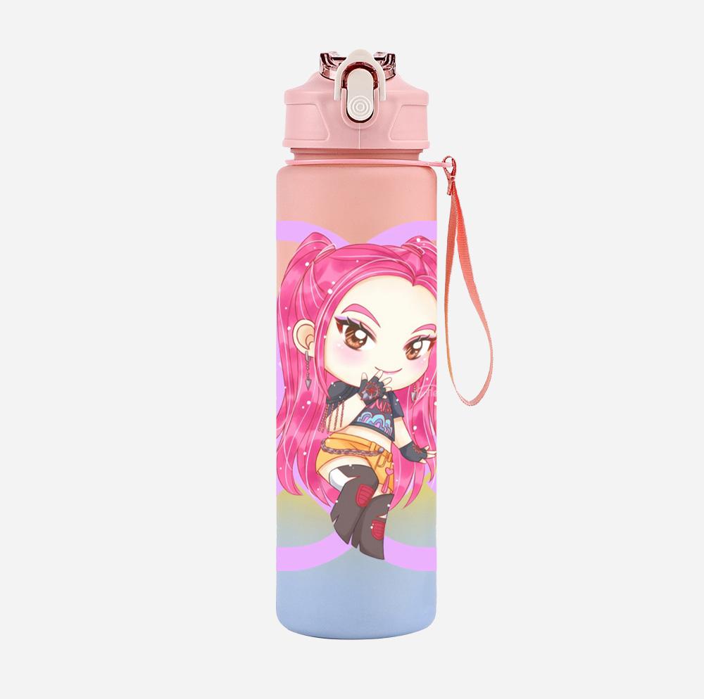 750Ml Water Bottler K-Pop Demon Hunters Printed Character Water Cup Large Capacity Outdoor Portable Rope Drinking Bottle for Boy Girl Gift