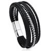 Beaded Natural Handmade Stone Magnetic Clasp Bracelet Vintage Punk Men Jewelry