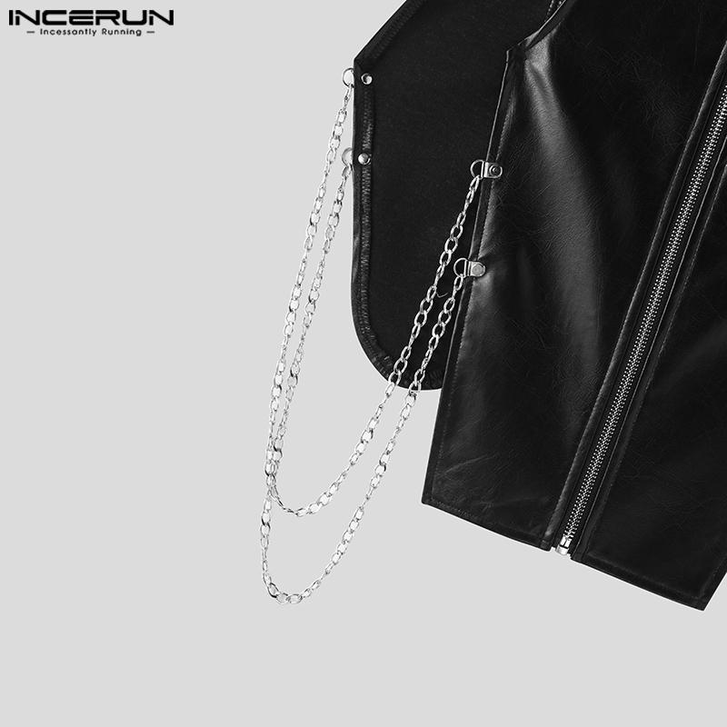 Buy INCERUN S-5XL Men's Sleeveless Leather Vest Zipper Waistcoat