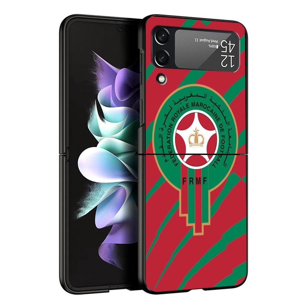 

Morocco Flag Phone Case For Samsung Z Flip 6 5 4 3 Galaxy ZFlip6 5G Flip5 Flip4 Black Hard Camera Protective Cover Galaxy ZFlip5 5G