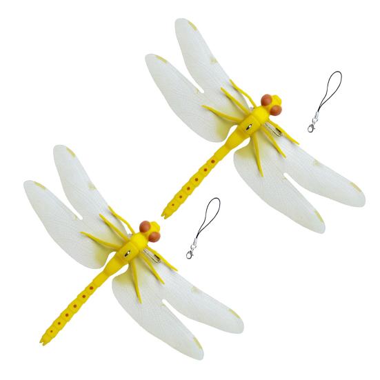 3D Simulation Dragonfly Outdoor Fake Dragonfly with Keychain Artificial Insect Model for Garden Yard Courtyard Patio Flower Beds