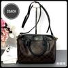 COACH Signature Canvas Leather Mini Boston 2Way Handbag Shoulder Bag