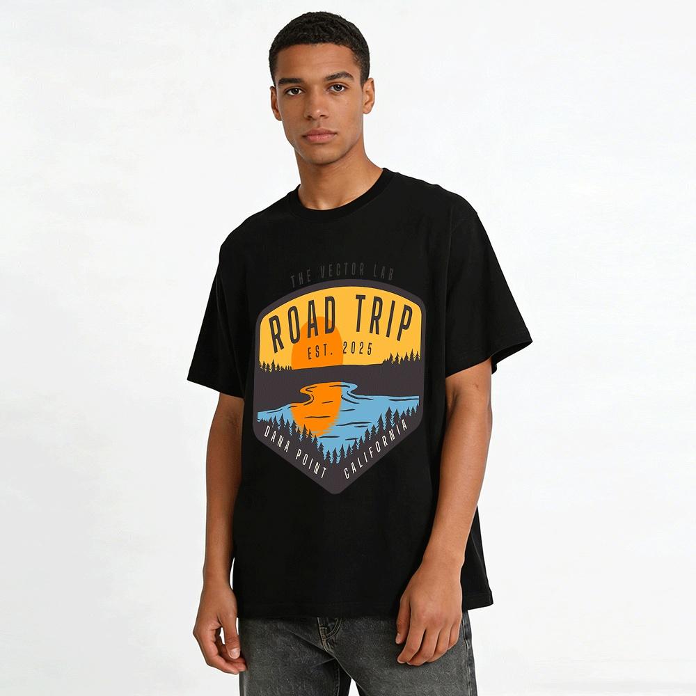 California Dana Point Road Trip Sunset Graphic Casual Tee Pure cotton T-shirt