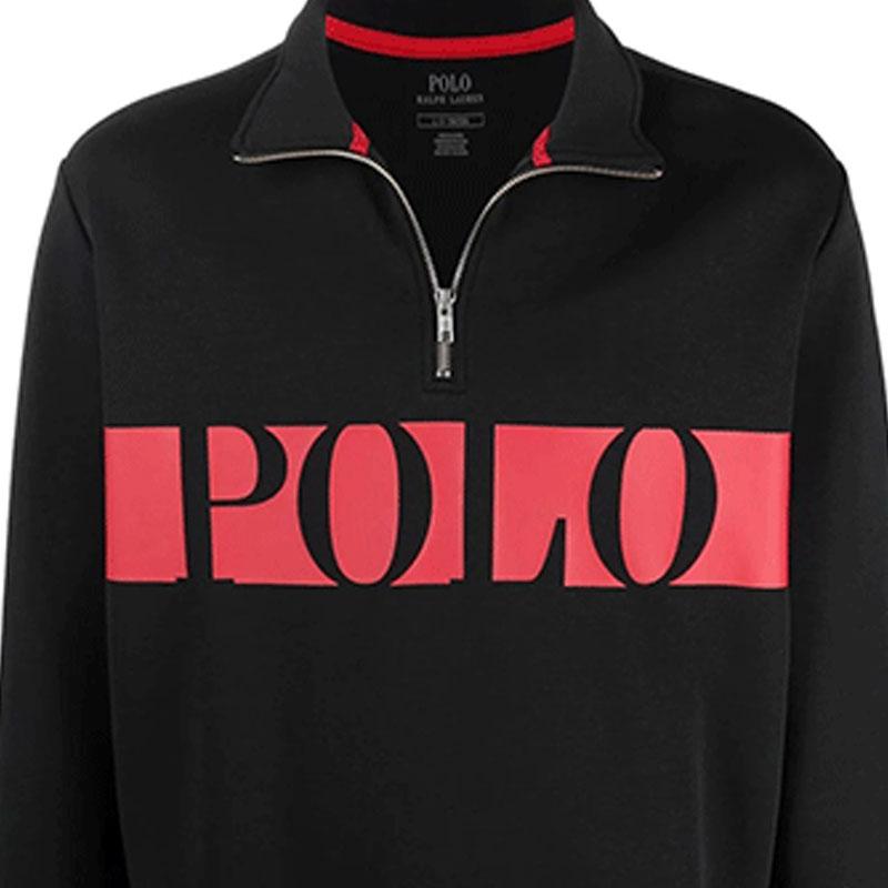 Polo Ralph Lauren Logo Print Half-Zip Pullover Sweatshirt Men Sweatshirt Black 710828115-001