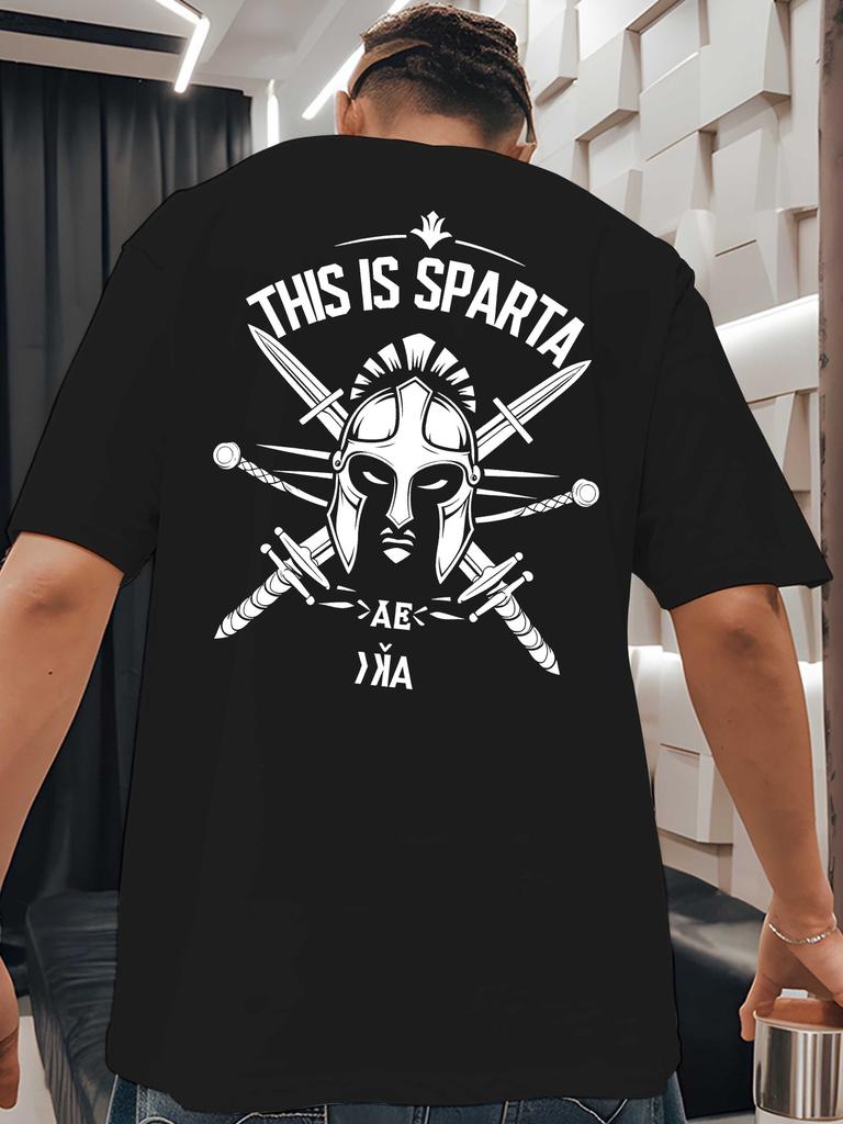 European Size This Is Sparta Men's T-shirts for Back Printed T-shirts for Basketball Training, Round Neck Short-sleeved Shirts