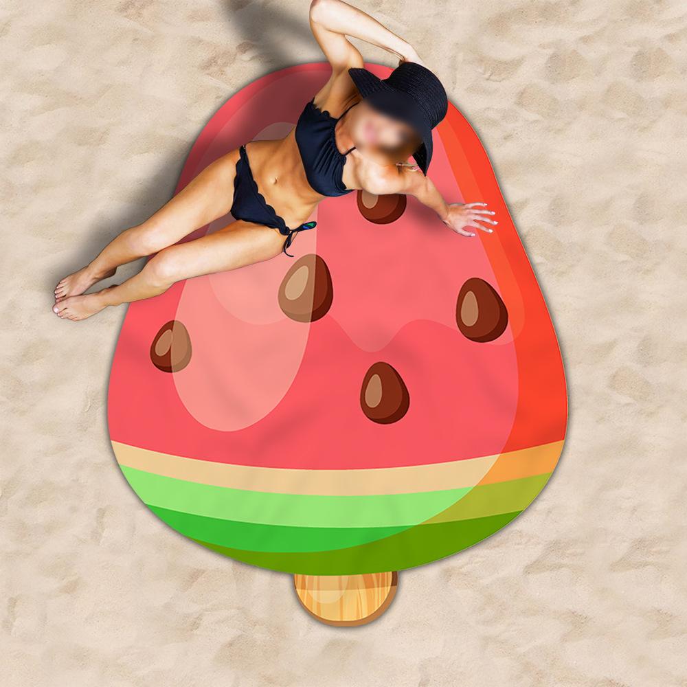 Sommer Eis am Stiel Form Strandtuch Regenbogen Dopamin Ultrafeines Faserhandtuch Stoff Strandkissen Schwimmen Badetuch Handtuch