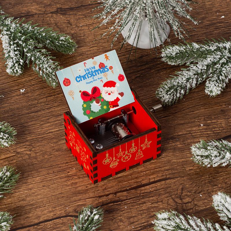 Wooden Hand-Cranked Christmas Music Box Ornament