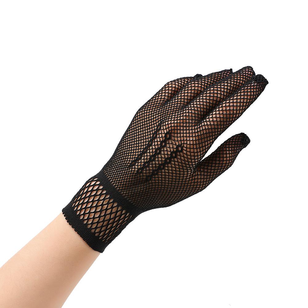 Vintage durchsichtige Netzfingerhandschuhe, kurze dehnbare Netzhandschuhe für Halloween & Kostüme