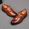 Fashion New Men's Alligator Pattern Monk Strap Loafers Pointed Slip On Business Flats Shoes Designer Homecoming Wedding Dress Footwear
