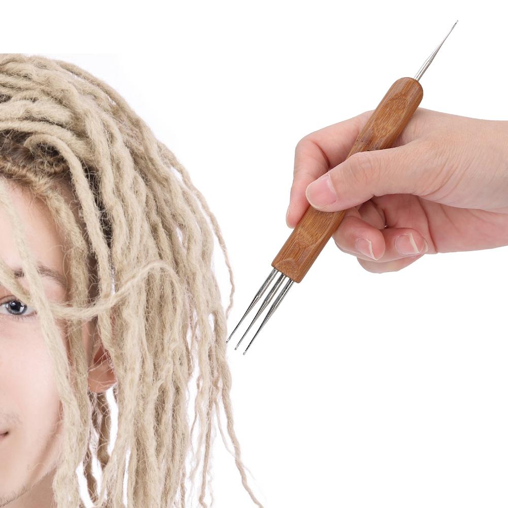 Dreadlock Crochet Hook Set Bamboo Handle DIY Braid Hair Weaving Wig Making Tool0.5 Single Head Plus Three Head